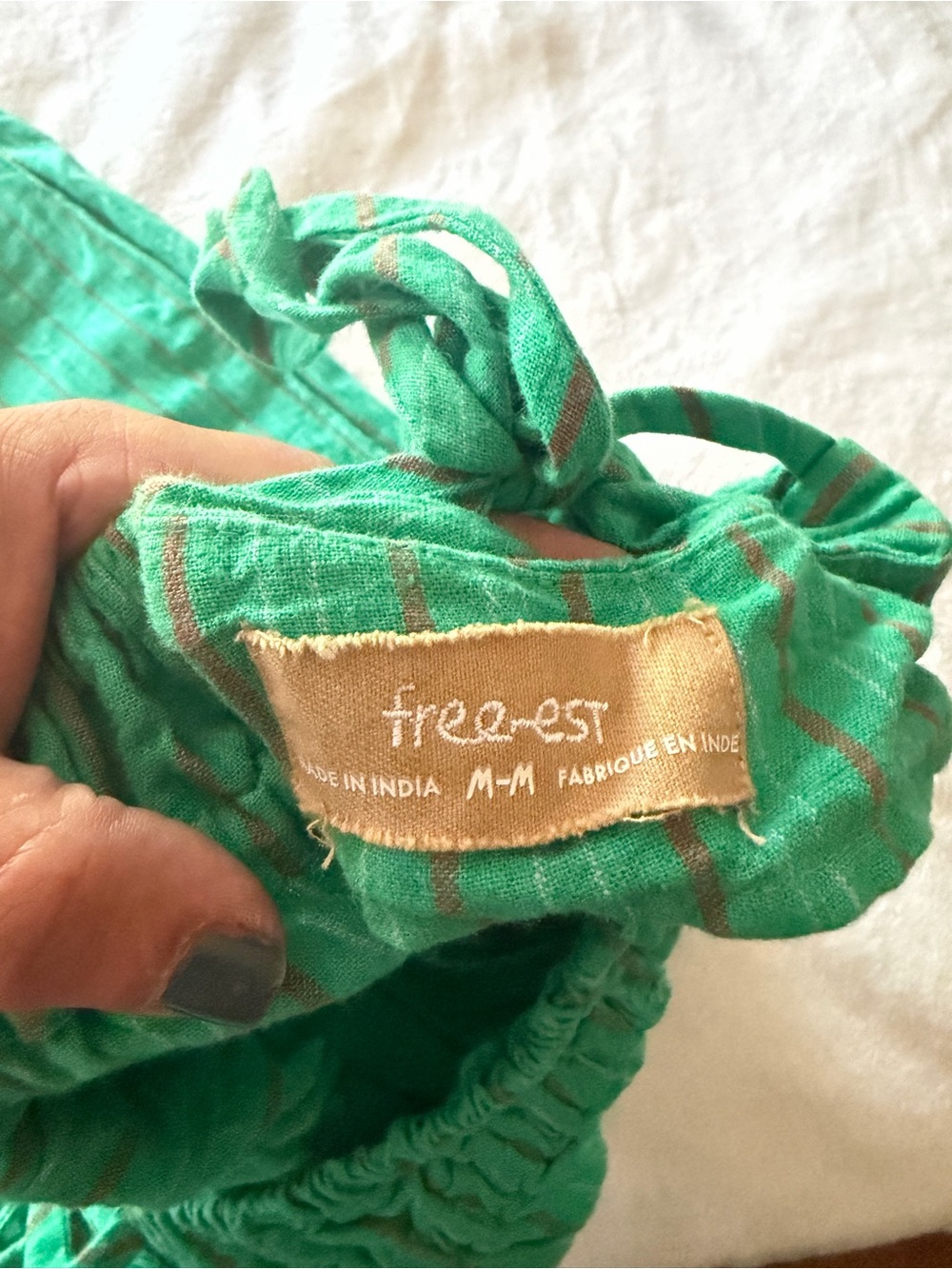 Free People Wide Leg Pants in Green Stripe - Picture 2 of 3